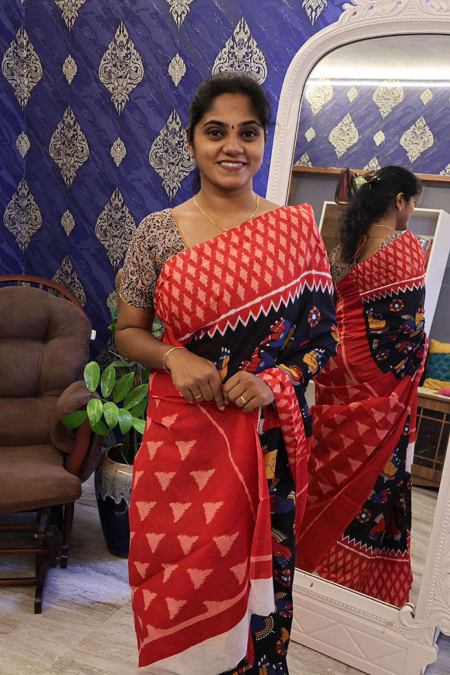 red-with-black-sarees