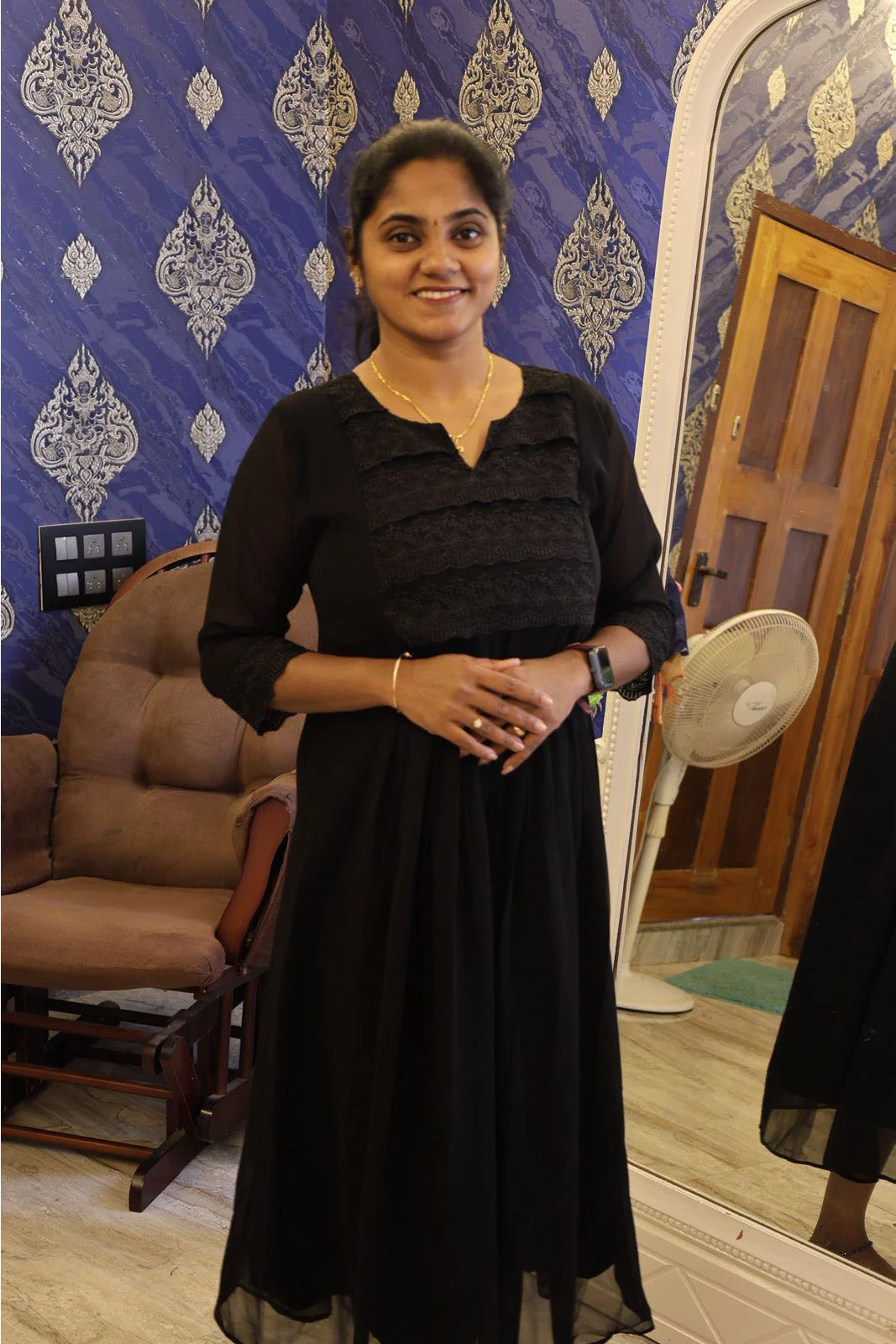 Georgette lace Kurti Navy - Image 2