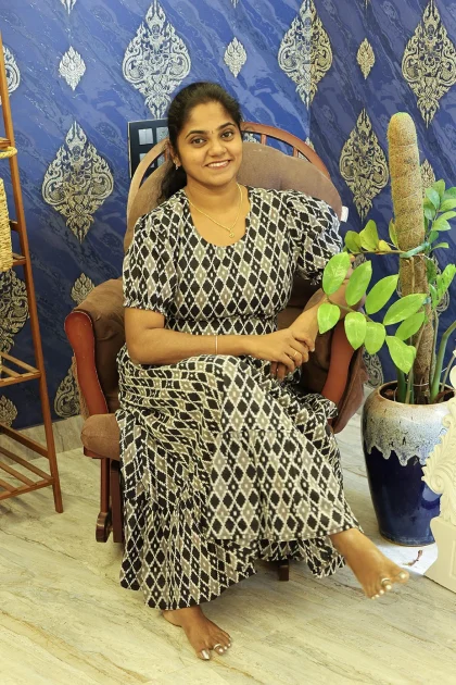 A Line Cotton Night Gown Black Geometry