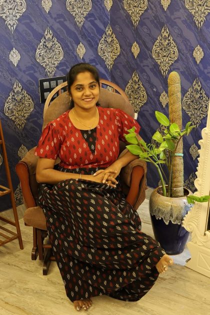 Cotton Stylish Nighty Black With Deep Red