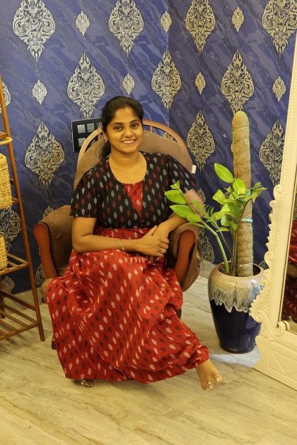 Cotton Stylish Nighty Deep Red With Black