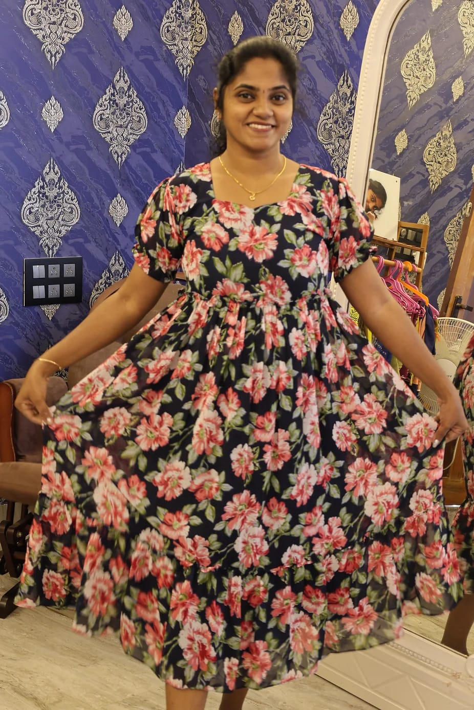 Georgette Frocks Dark Navy Floral - Image 2