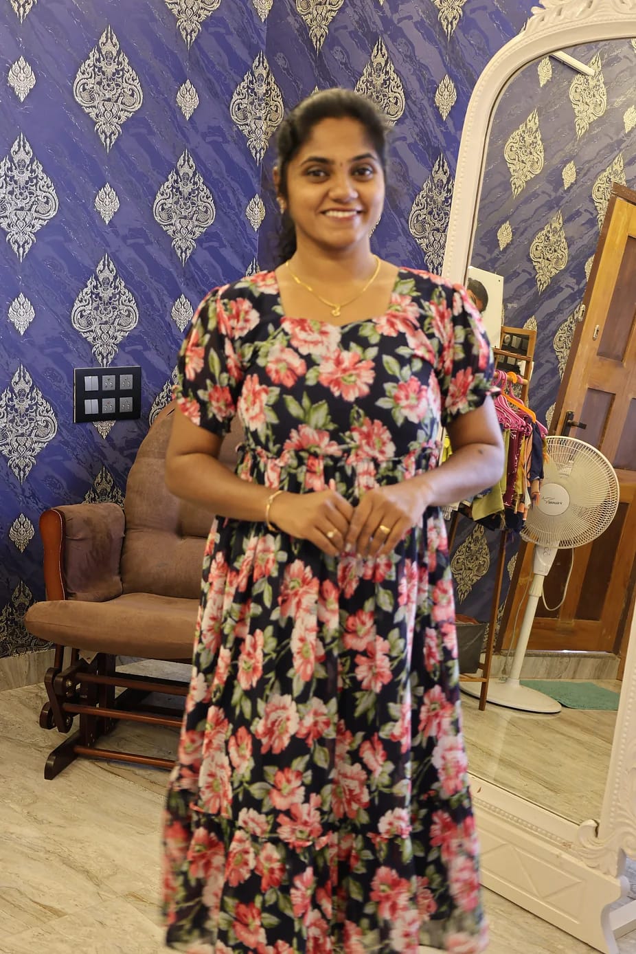 Georgette Frocks Dark Navy Floral - Image 3