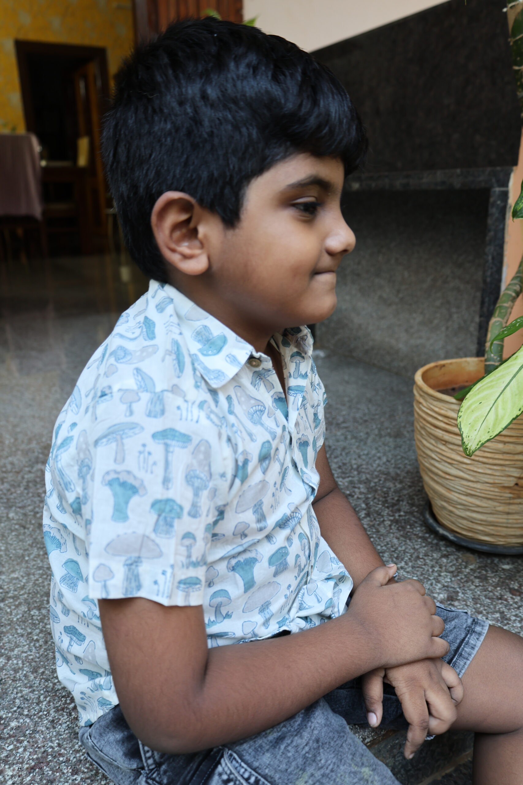 Cotton Kids Boys Shirt White With Mushroom - Image 3