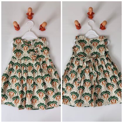 Cotton Soft Lining Frocks White With Palm Leaves