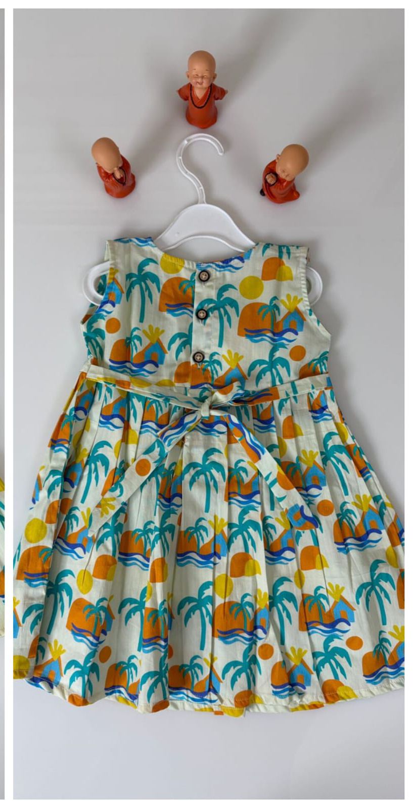 Cotton Soft Lining Frocks White With Aqua Blue Trees - Image 2