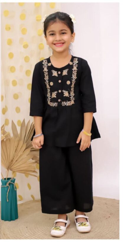 ✨ Pure Cotton Embroidery Co-Ord Set Black