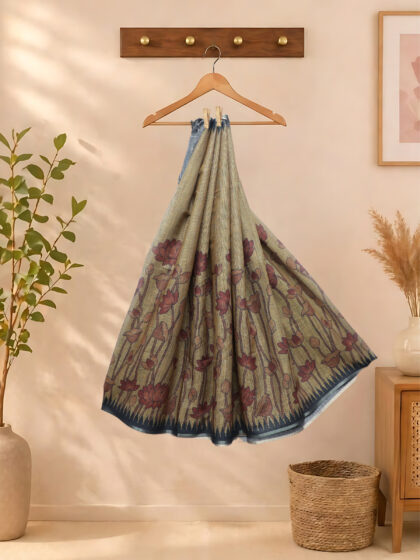 Linen Fabric Sarees Yellow