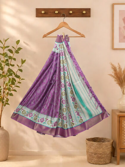 Silk Printed Saree Lavender