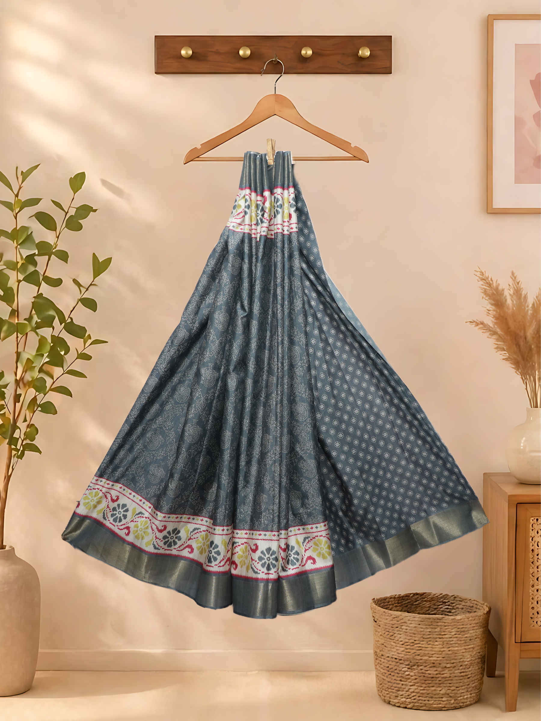 Silk Printed Sarees Grey - Image 2