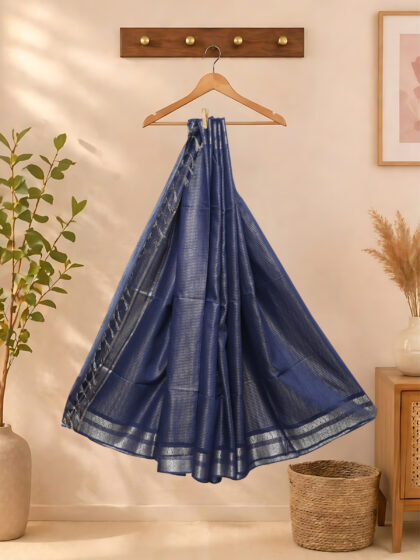 Moonga Silk Sarees Navy Blue
