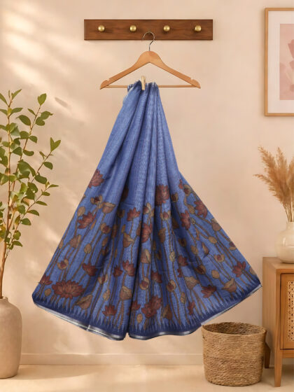 Linen Fabric Sarees Blue