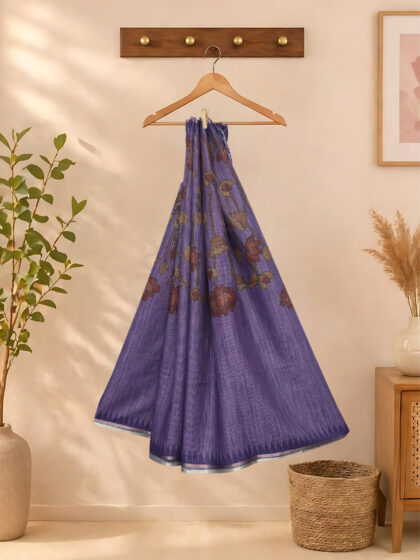 Linen Fabric Sarees Lavender