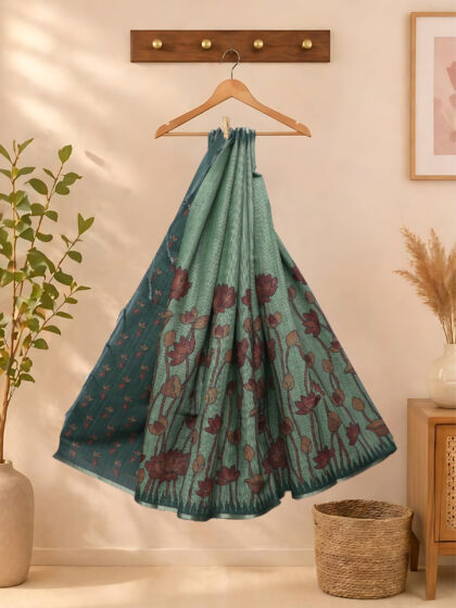 Linen Fabric Sarees Green