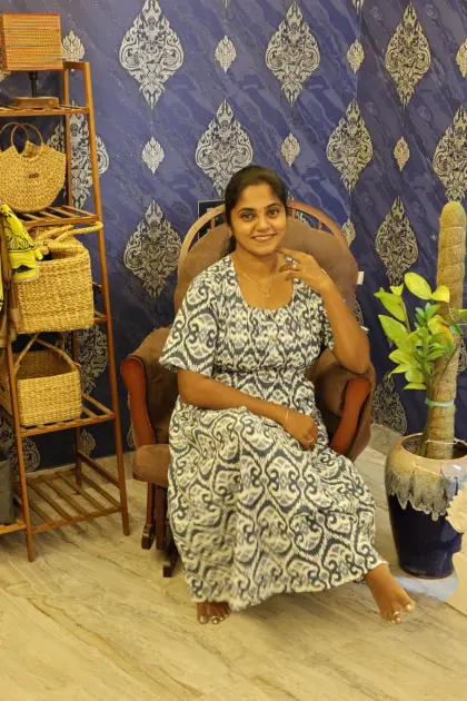 A Line Cotton Night Gown Deep Indigo Blue