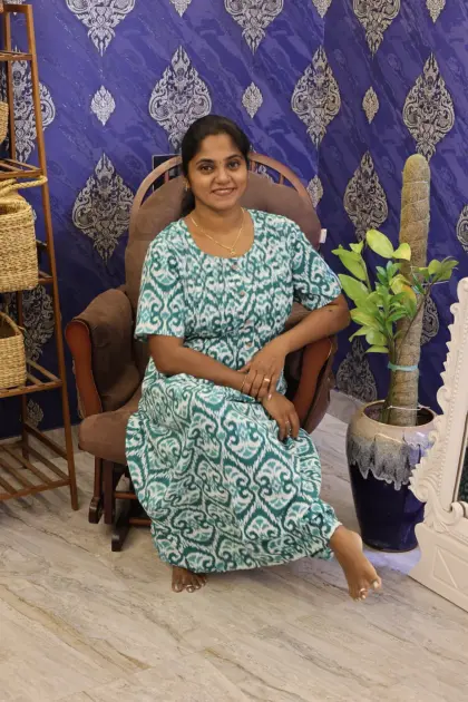 A Line Cotton Night Gown Green