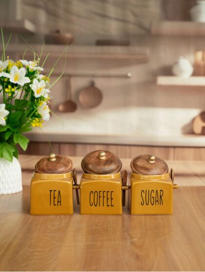 Cozy Kitchen Tea, Coffee, Sugar Canister Set