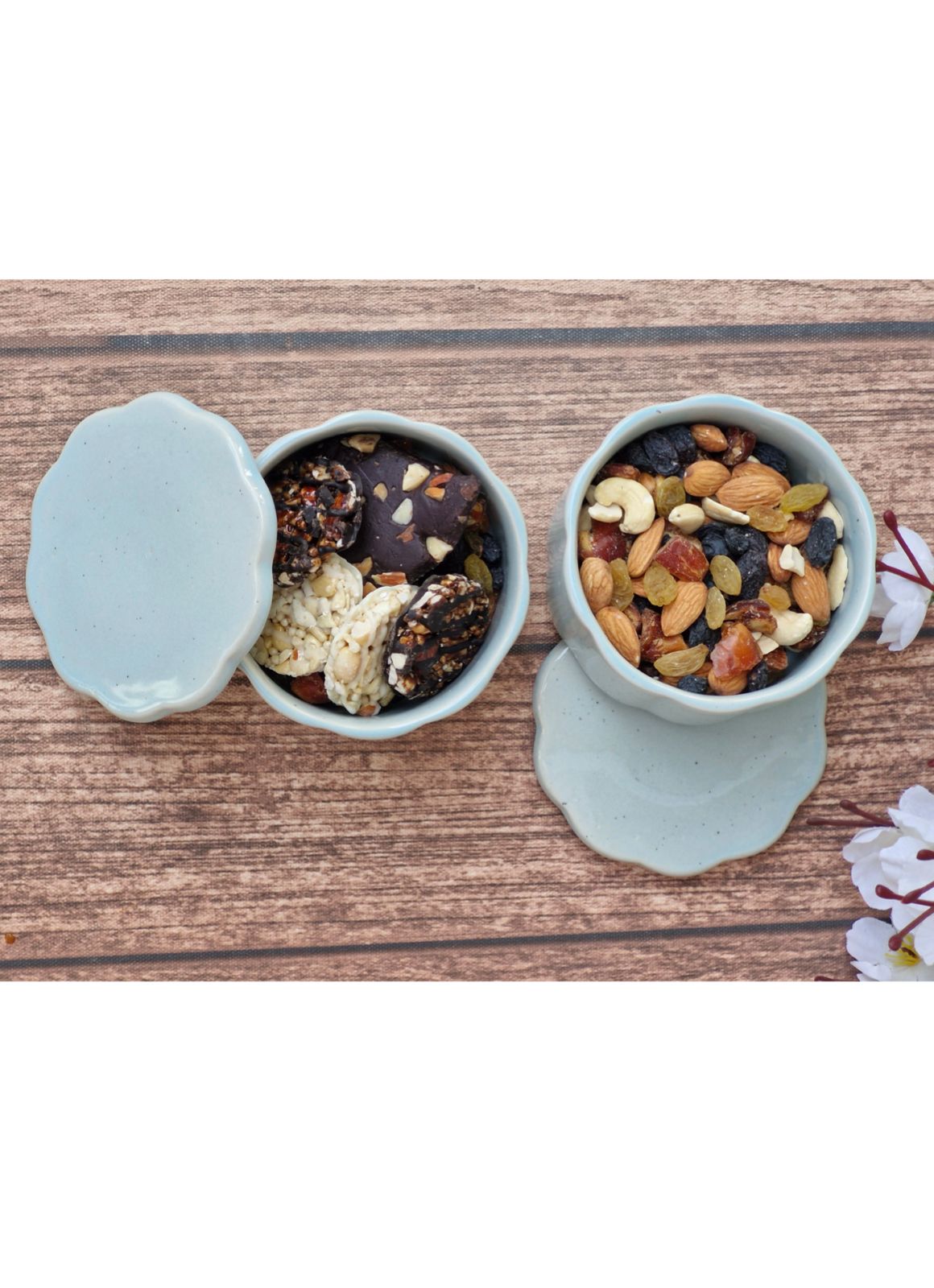 Chocolaty Sweetener Snack Set Bowl Ceramic Collection set of 2 Sea Blue - Image 3