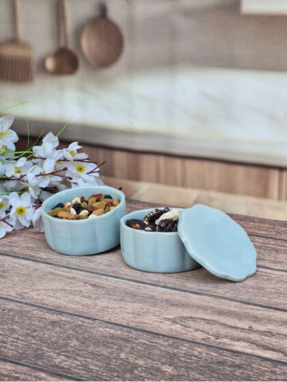 Chocolaty Sweetener Snack Set Bowl Ceramic Collection set of 2 Sea Blue
