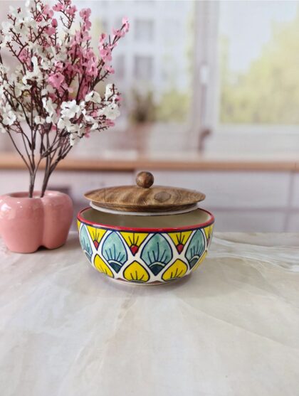 Sunburst Beauty Handpainted Ceramic Bowl Serving and Storing
