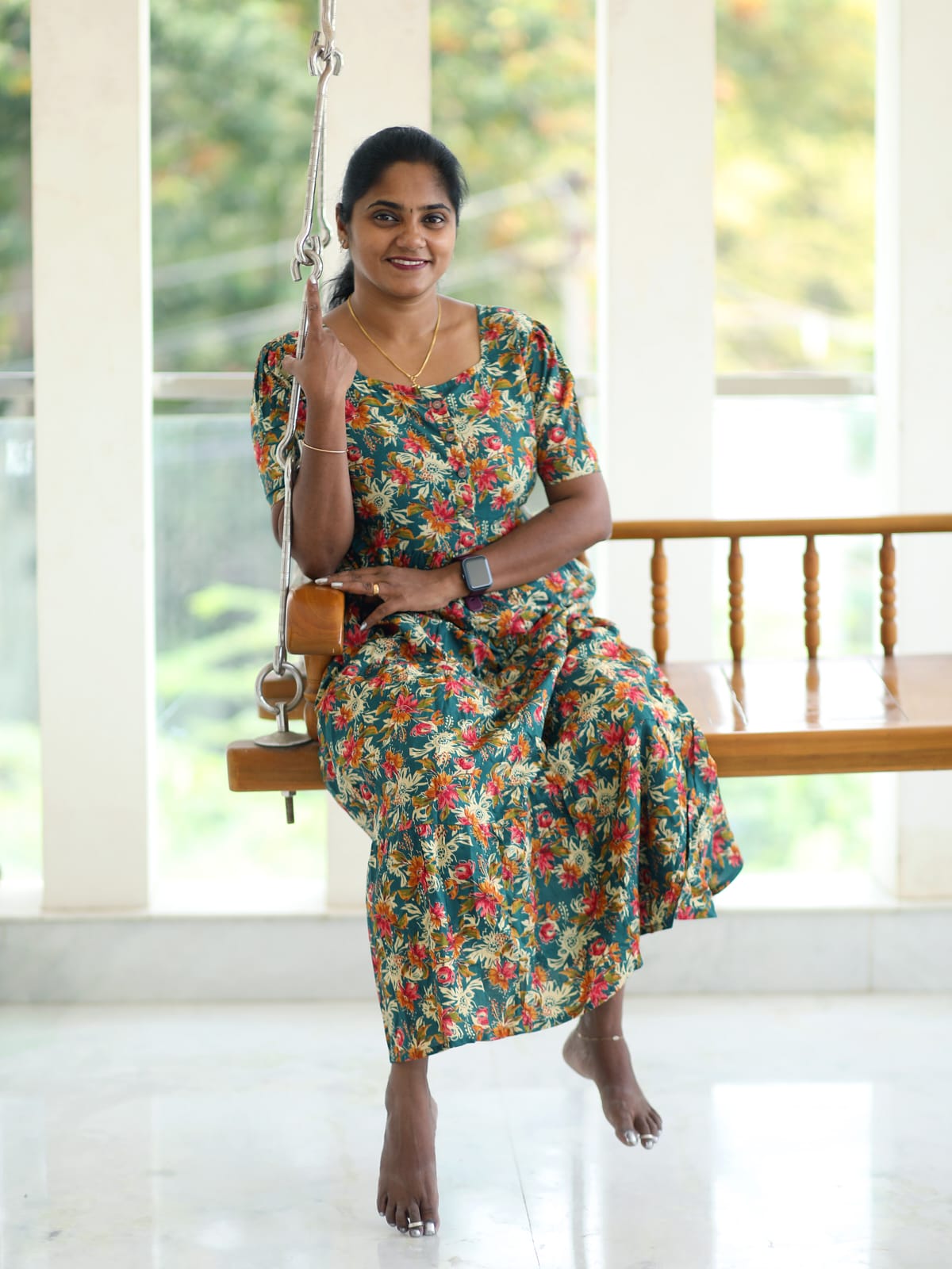 Cambric Cotton Frocks Forest Green