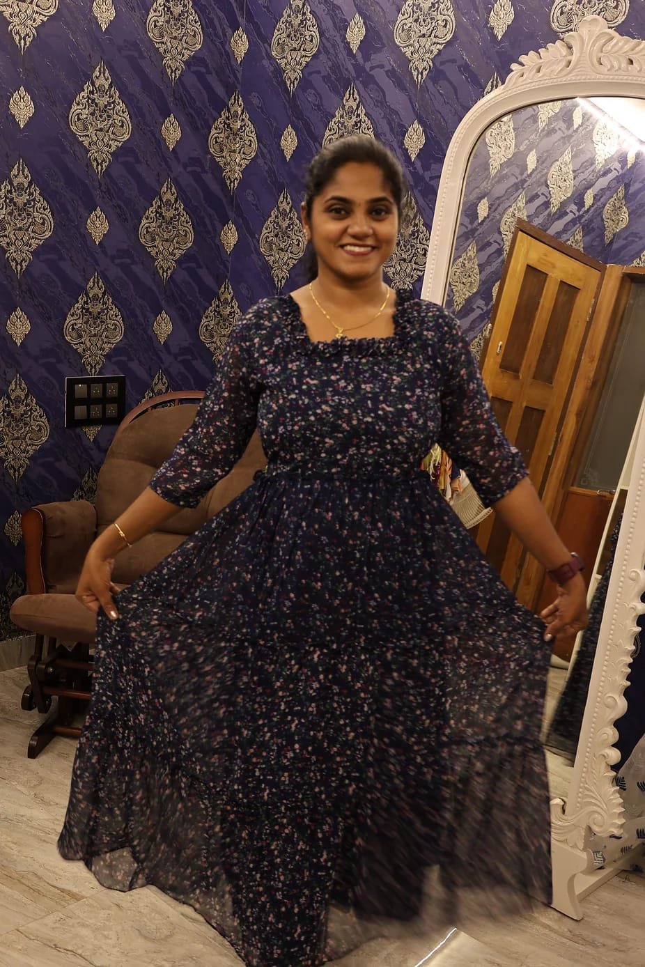 Stylish Georgette Frock Blue - Image 2