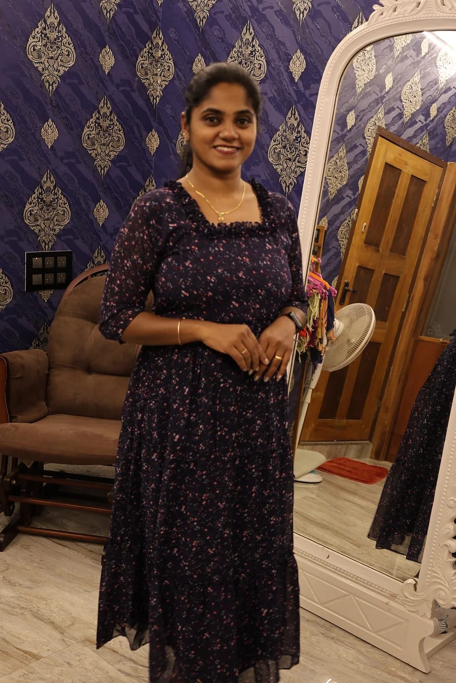 Stylish Georgette Frocks Navy Blue - Image 3