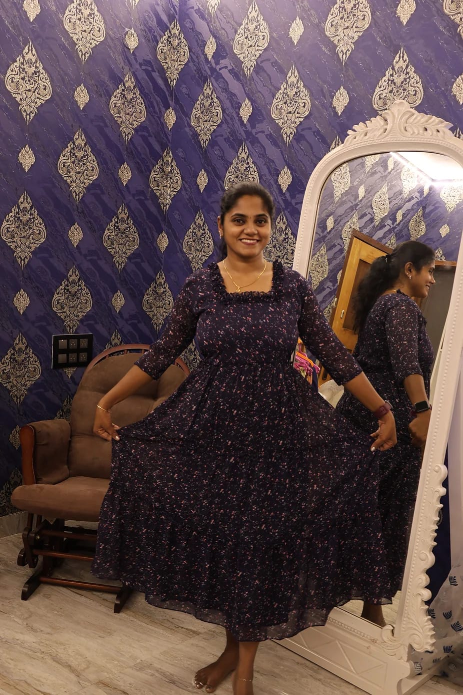 Stylish Georgette Frocks Navy Blue - Image 2