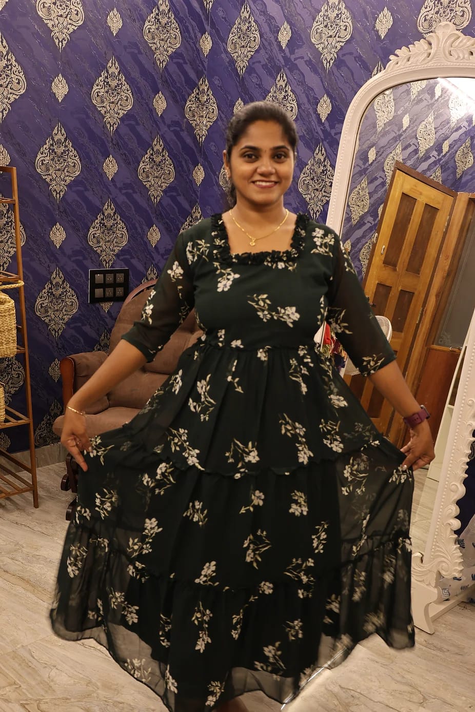 Stylish Georgette Frocks Green - Image 2