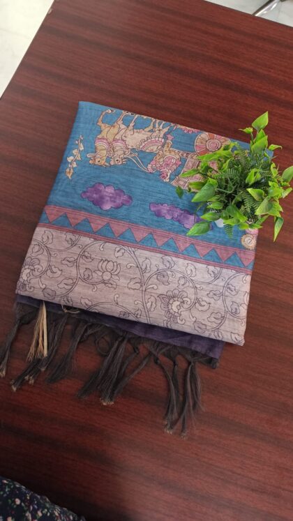 Chanderi Cotton Sarees Beige With Rama Green