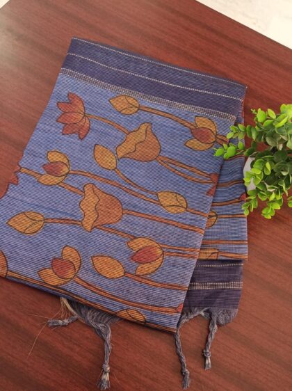 Linen Fabric Sarees Blue