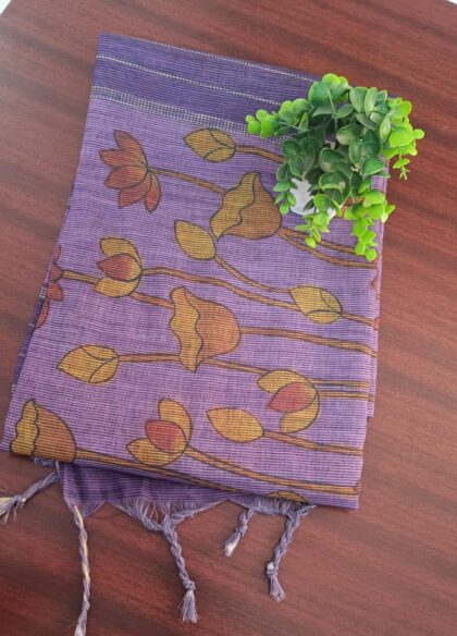 Linen Fabric Sarees Lavender