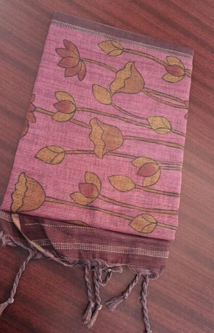Linen Fabric Sarees Pink