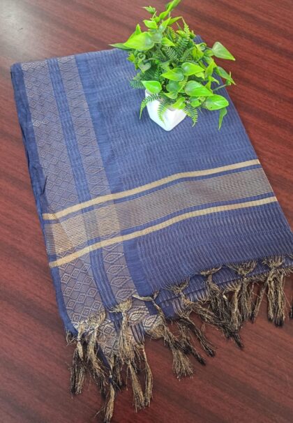 Moonga Silk Sarees Navy Blue