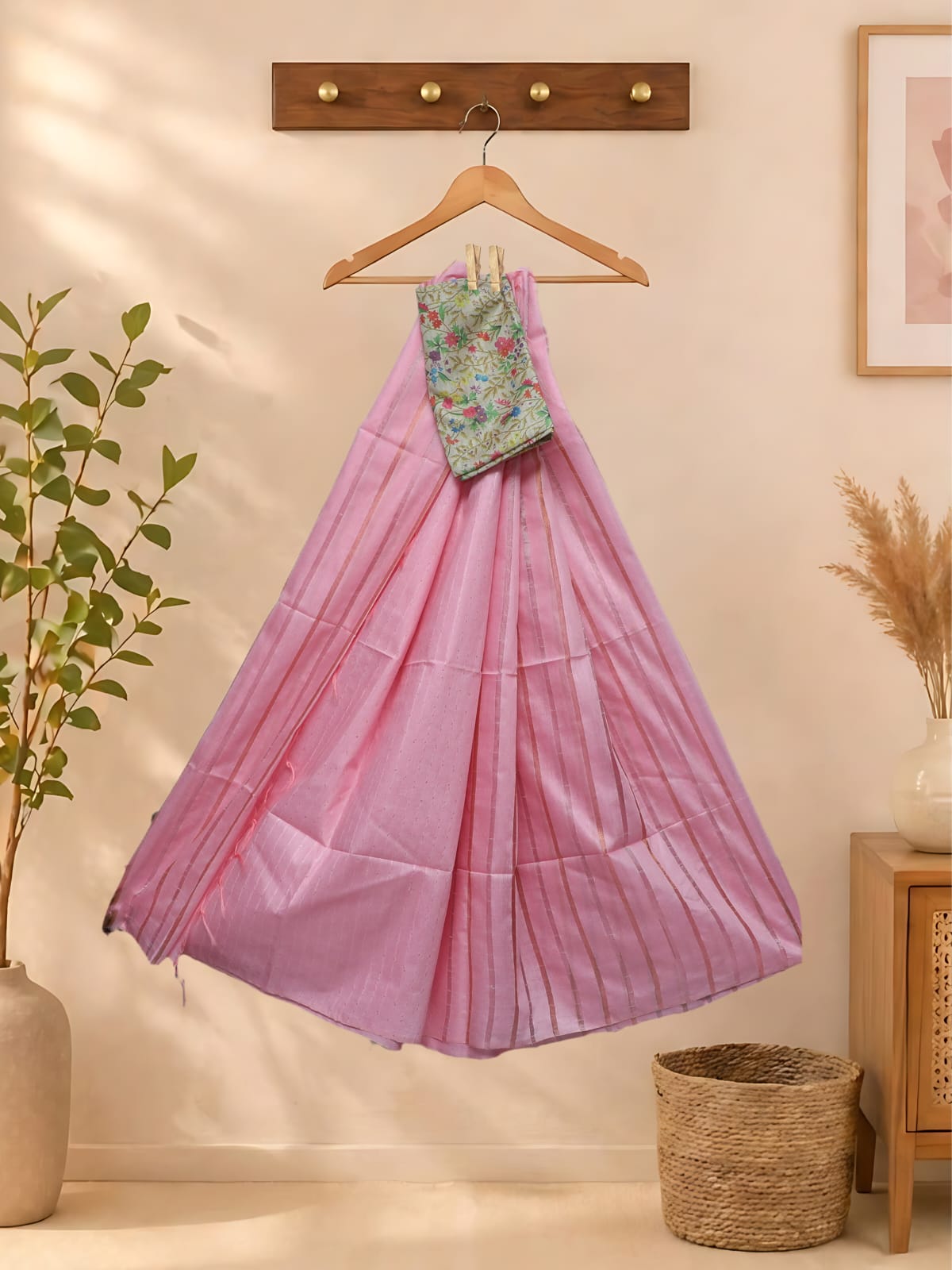 Art Silk Sarees Pink - Image 3