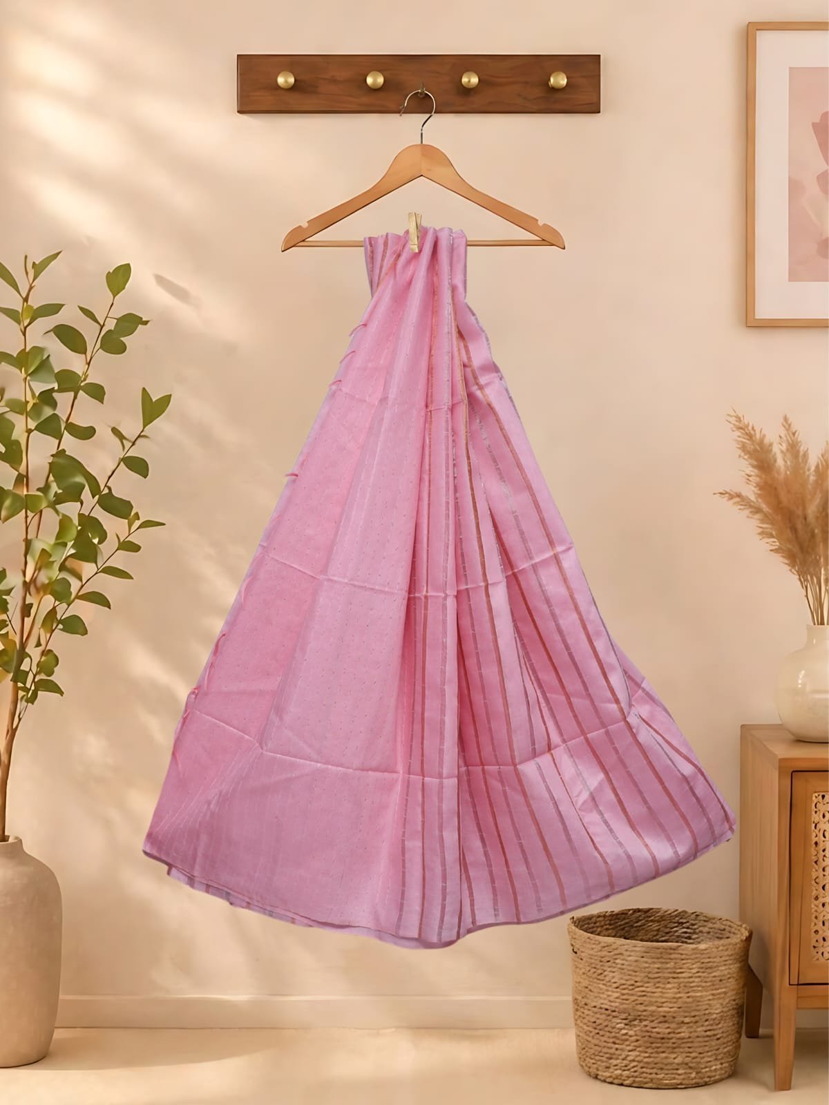Art Silk Sarees Pink - Image 2