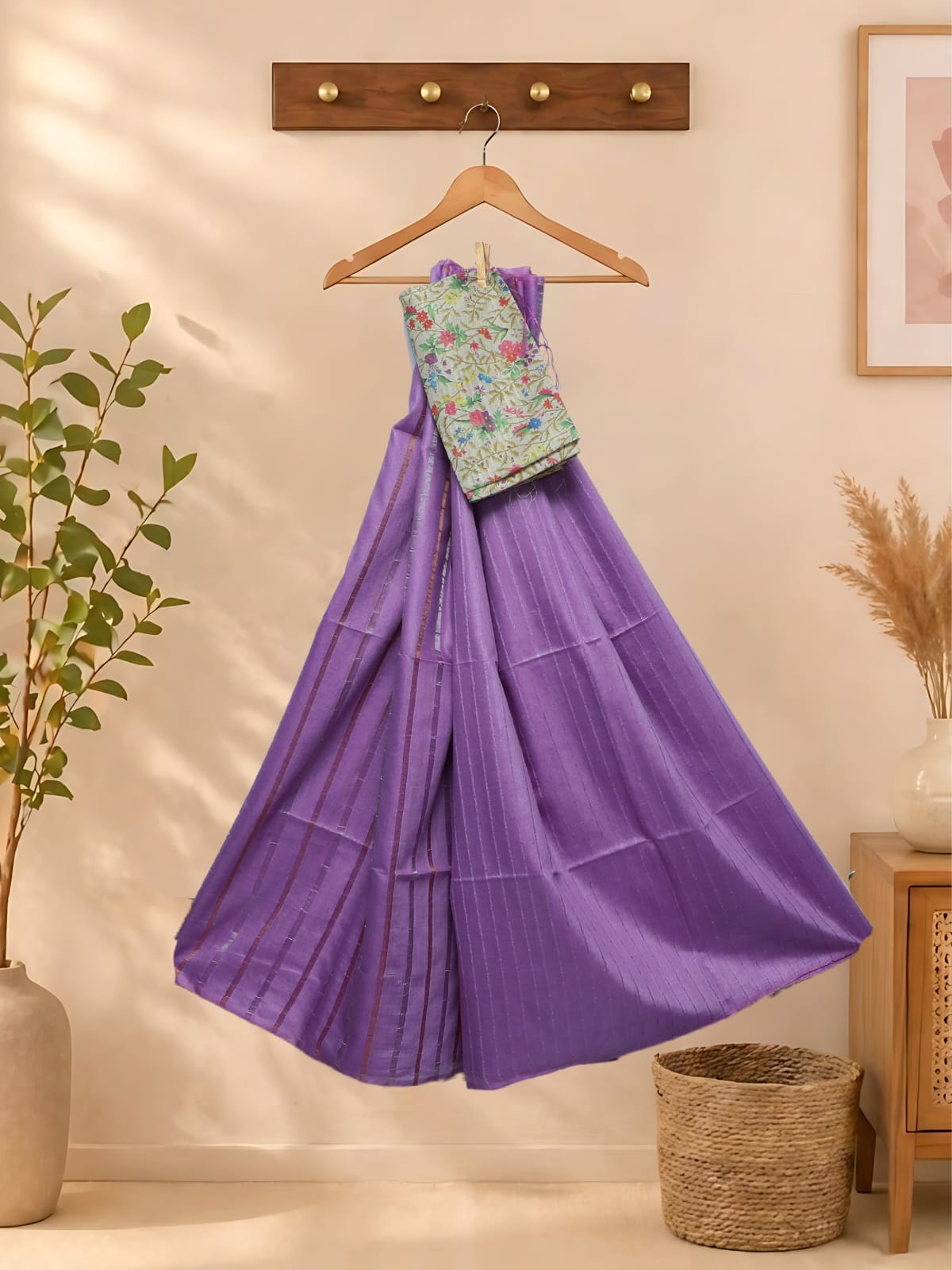 Art Silk Sarees Lavender - Image 3