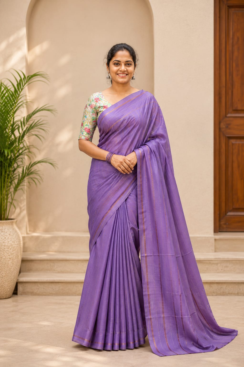Art Silk Sarees Lavender - Image 2