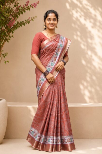 Silk Printed Sarees Orange
