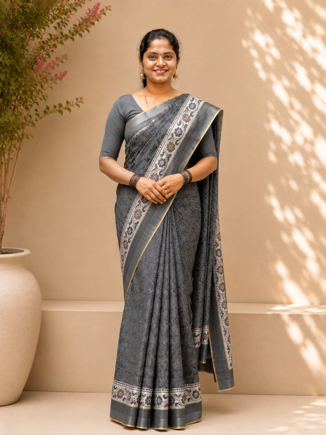 Silk Printed Sarees Grey
