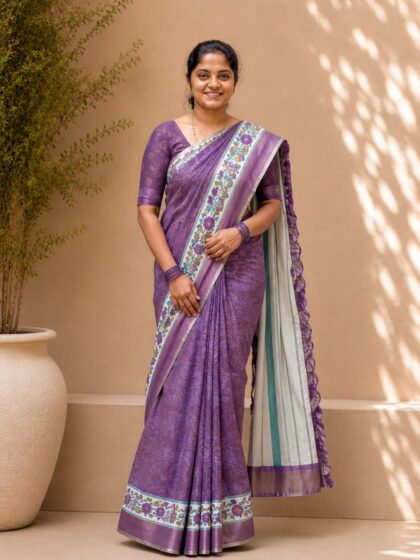 Silk Printed Saree Lavender