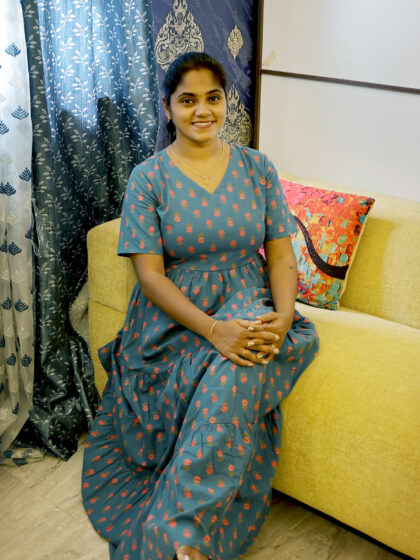 Cambric Cotton Frocks Peacock Blue