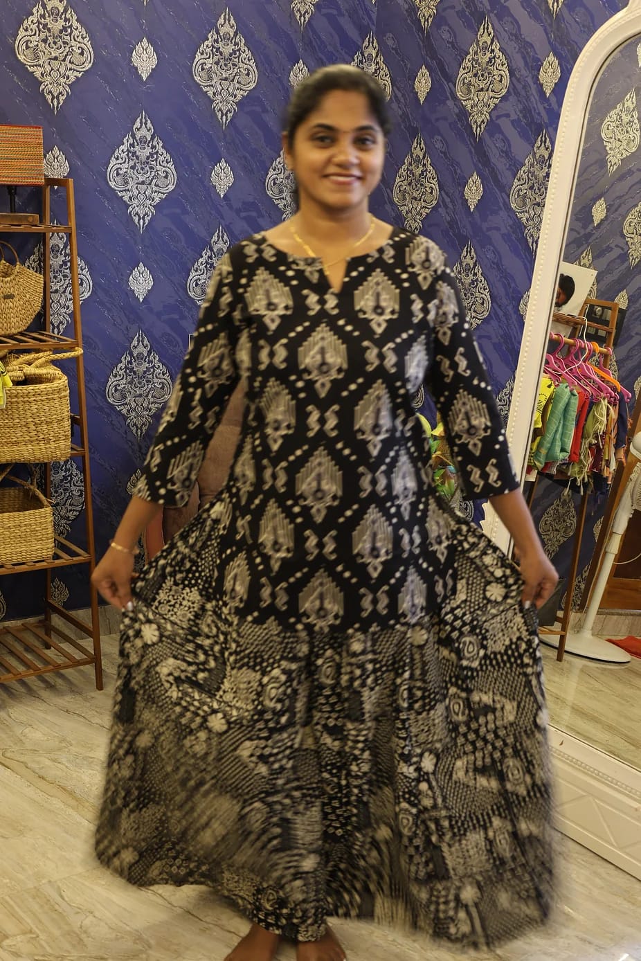 Cotton Palazzo Set Black Stripes - Image 2