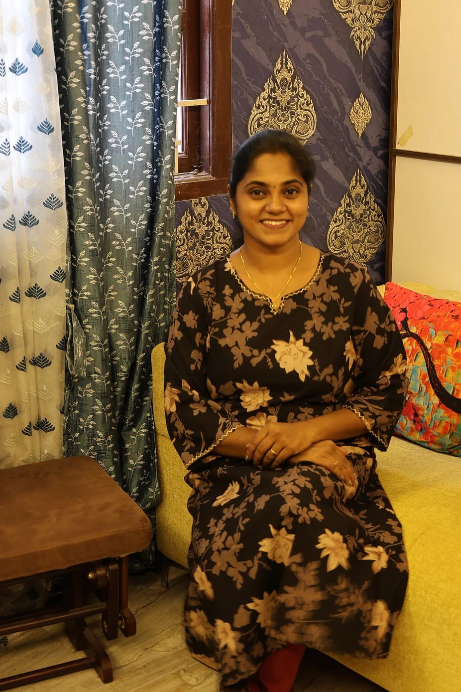 A Line Cotton Kurti Black