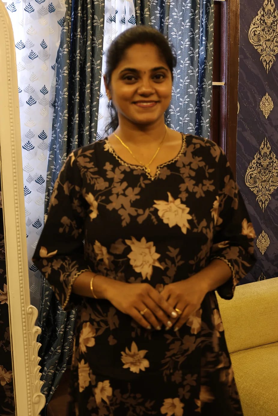 A Line Cotton Kurti Black - Image 3