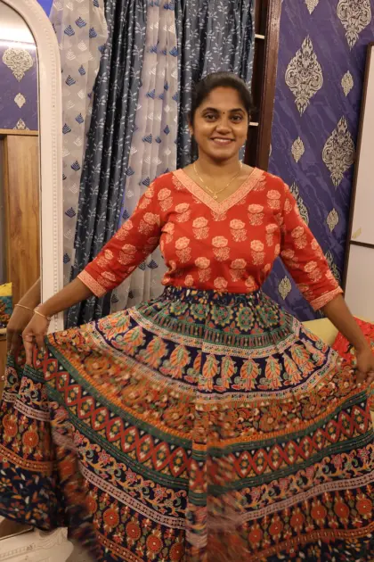 Pure Cotton Skirts Navy Blue