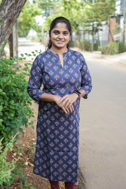 A Line Summer Cotton Kurtis Navy Blue
