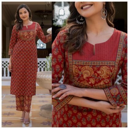 Perfect Cotton Co ord set Red