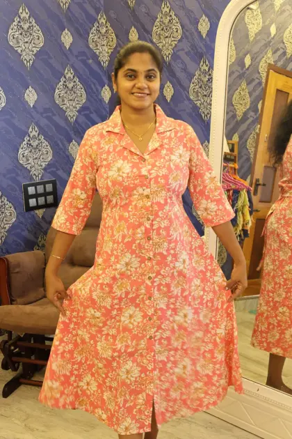 Pure Cotton Collar Notch Dress Blush Pink