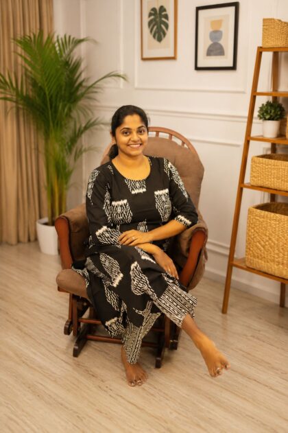 New Cotton Co-ord Set Black